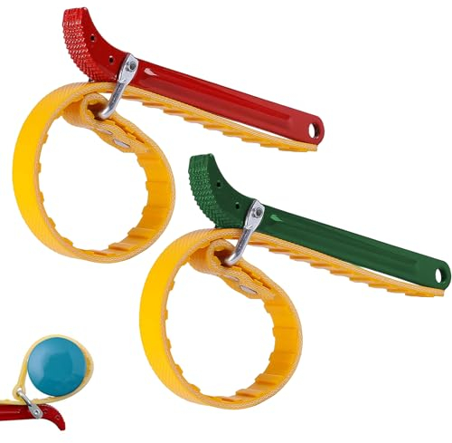 HOMURY 2 chiavi a nastro filtro dell'olio: 8 pollici, chiave multifunzione per filtro dell'olio, 60 – 110 mm, chiave a nastro per apribottiglie, tubi regolabili a distanza utensili manuali (giallo +