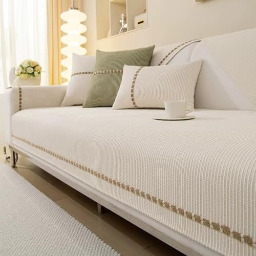 UracOn Verdickt und bequem Sofakissen aus Chenille-Stoff ist universell für alle Jahreszeiten, rutschfestes Kissen, verschleißfest, maschinenwaschbar (cremefarben - 70 x 90cm)