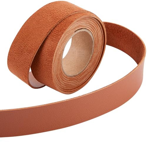 GORGECRAFT 2 m * 25 mm * 1.7 mm Bandes de Cuir Imitation Grain Bracelet en Cuir Cordon Plat en Cuir Corde pour Bricolage Artisanat Guitare Ceinture Bracelet Fabrication de Bijoux Outillage