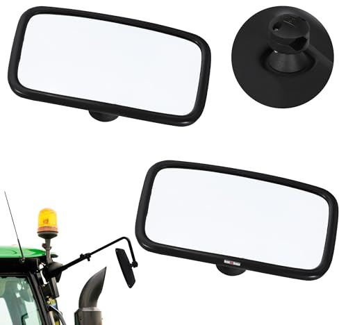 KOTARBAU® Espejo de tractor universal con soporte, 25 x 16,5 cm, PVC, 2 unidades, para tractor, retrovisores exteriores lisos, maquinaria agrícola