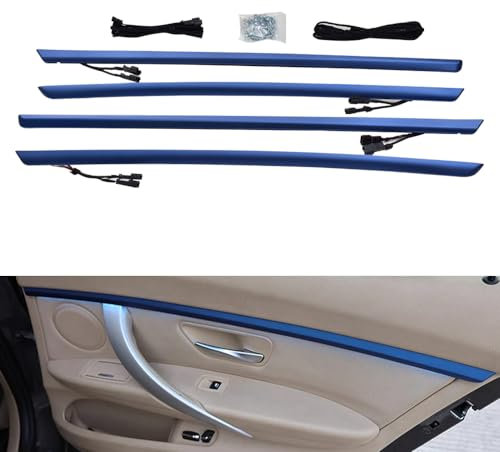 Hacreyatu Auto LED Innentürbeleuchtung Ambient Light Trim Strip Zubehör für B-MW 3er F30 F31 320i 328i 330i 335i 340i 2012-2018 Tür Zweifarbige Atmosphärenlampe Ersatzabdeckung (Blau)