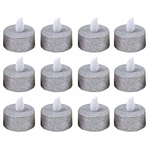 BAYORE Lot de 12 bougies chauffe-plat LED sans flamme à paillettes pour décoration de maison, mariage, fête d'anniversaire