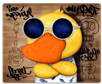Nouiroy Tapis de souris amusant en forme de canard avec motif vache et graffiti, tapis de souris de jeu amusant avec bords cousus, tapis de clavier antidérapant, accessoires de bureau à domicile, pour