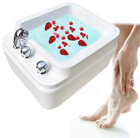 SRDCAIM Cuenco de pedicura, SPA de pedicura Footsie Bath, SPA de baño de pies, bañera de remojo de pies, Silla de pedicura acrílica Lavabo de champú, Lavabo de baño para remojar los pies