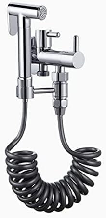 Wasserhahn, Hand-Bidet-Sprühset, Verchromter Doppelgriff-Wasserhahn-Sprüher, Wandmontierter Doppelfunktions-Kaltwasserhahn, WC-Duschbrause