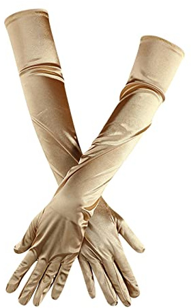 Kielsjajd 52cm Damen Lange Satin Handschuhe, Dehnbar Ellbogen Handschuhe Opernhandschuhe, 1920er Stil Handschuhe, Abendhandschuhe für Hochzeit Karneval Halloween Abschlussfeier