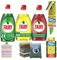 Fairy Washing Up Liquid Bundle with Fairy Liquid x3 Flavours Fairy Original, Pomegranate, lemon Dishmatic Washing Up Brush and Refills With Indigo Leopard Washing Up Sponges