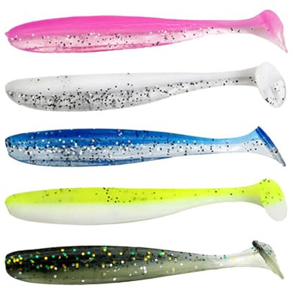 UEAVOID 5 Stück Gummifische Hecht und Zander Twister Schwanz Mit Hakentaschen für Offset Haken und Standard Jigköpfe (12cm)