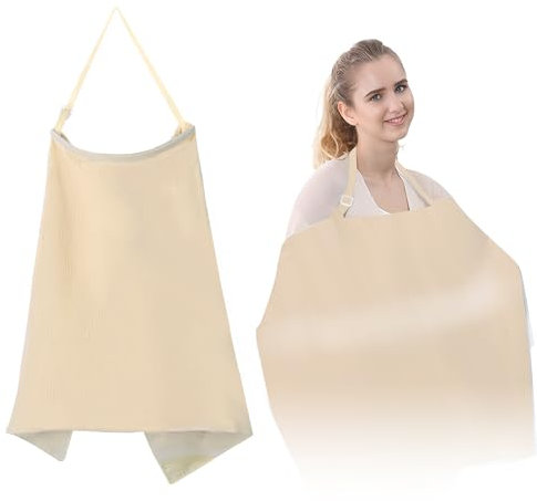 Cubierta de Lactancia Multifuncional de Muselina de Algodón, Delantal de Lactancia con Cobertura Completa 360°, 75x95 cm, Capa de Lactancia para Bebé con Correas Ajustables (Color Caqui)