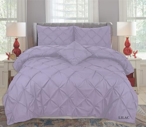 Northern Luxe Pintuck Duvet Cover with Pillowcases – Pinch Pleated Soft Bedding Set, Quilt Cover for Ultimate Comfort Top Notch Quality (Lilac, Double - Duvet Cover Only)