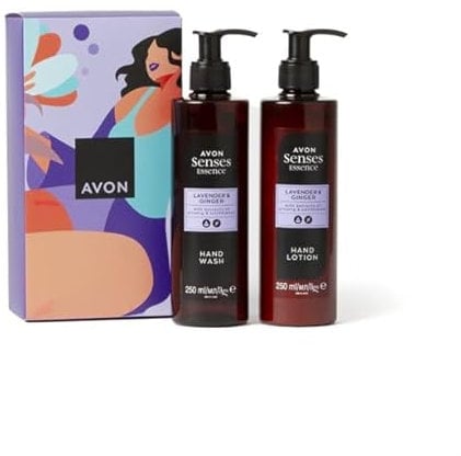 Avon Senses Essence Duo Lavender and Ginger Hand Care Set, Hand Wash 250 ml, Hand Lotion 250 ml Gift Boxed & Sealed