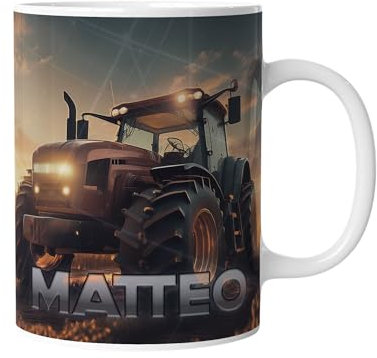 timalo® Tasse mit Namen bedrucken lassen | Individuelle Kindertasse personalisiert mit Wunschname für Kinder Motiv | Trecker Traktor | mug-child-21
