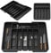 AUTOFU Utensil Drawer Organiser 6-8 Compartment Expandable Large Cutlery Tray for Kitchen, Adjustable Silverware Flatware Holder, Plastic Kitchen Spatula Tools and Gadgets Storage Divider, Black