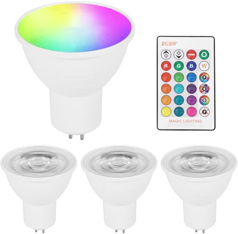 ZONJIE GU5.3 Light Bulbs Colour Changing - 4Pack 5W GU5.3 Smart Bulb Dimmable, 40W Equivalent, LED Spot Lights GU5.3 Bulbs with Remote Control, RGBCW Light