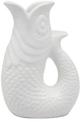 The Leonardo Collection Pichet à poisson blanc de 20 cm pour cuisine et maison | Carafe en céramique ou en verre pour usage multiple | Beau vase à crème ou à lait pour un usage quotidien | Peut