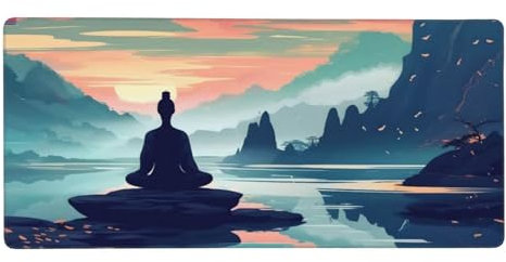 Zen Buddhism Gaming Mouse Pad, Large Mouse Mat 12x24 inch, Extended Mousepad with Non-Slip Rubber Water-Resistant Surface Improved Speed and Accuracy, Used for Home Office Gaming Room, 4mm Z-59