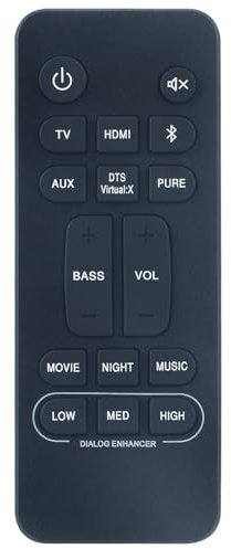 Replacement RC-1236 Remote Control Commander Compatible with Denon DHT-S216H DHT-S216 DHT-S517 DHTS216H DHTS216 DHTS517 Soundbar