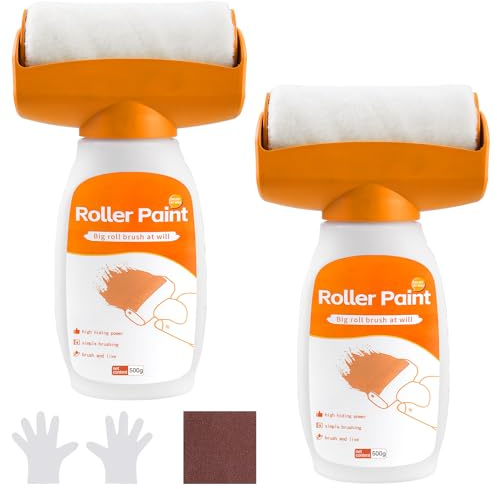 2 Stück Wandreparatur RollbüRste, 2 in 1 Wandfarbe Ausbessern Weiß, 500g Wandreparatur-Rollbürste mit wandreparaturpaste, Wandfarbe Reparatur, Wandfarbe Kleiner Roller für Schlafzimmer, Wohnzimmer