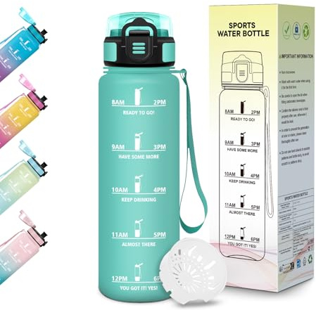 Motswedi Gourde Enfant 500 ml, sans BPA, Bouteille d'eau, Prévention des Fuites, Gourde Plastique, Compatible avec Les Boissons Gazeuses, Idéale pour l'école, Activités de Plein Air - Bleu vert