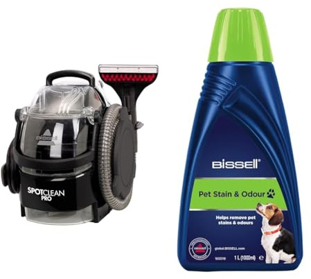 Bundle of BISSELL SpotClean Pro Carpet Cleaner + BISSELL Pet Stain & Odour Formula Cleaning Solution 1L (1558E & 1085N)