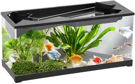 Turtle Aquarium - Fischtank für hydroponische Pflanzen | Clear Desktop Turtle Bowl, Wasser -Haustier -Terrarium, Reptilienwasserlebensraum mit zirkulierendem System für Büro, Studio,