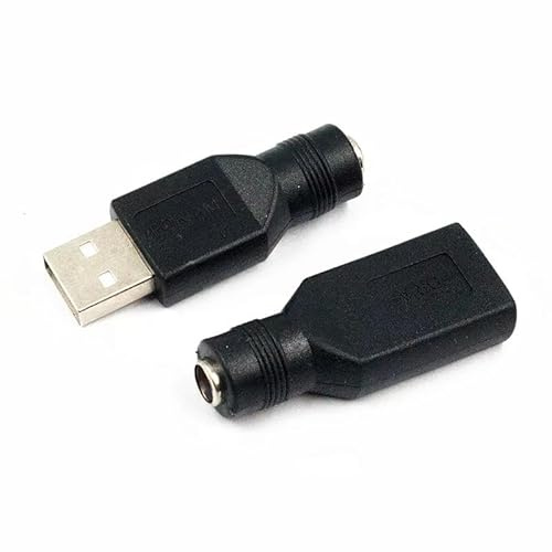 2 Pack | USB auf DC 5.5x2.1mm Adapter | USB 2.0 Stecker auf DC5521 Buchse