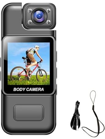 Denash 4K Video Recorder -Kamera, 180 ° -rotierende Linse, Farbanzeigebildschirm, Tragbarer Taschen -Camcorder für Besprechungen, Radfahren und Mehr mit 180 -Grad -Rotatable -Objektiv