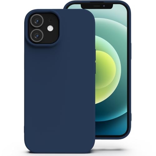 Zuvirelx Silikon Handyhülle für iPhone 12/12 Pro Hülle, Weiches Griff, Dünne, Minimalistisch, Stoßfest, rutschfest, Taschenpassend - Dunkelblau
