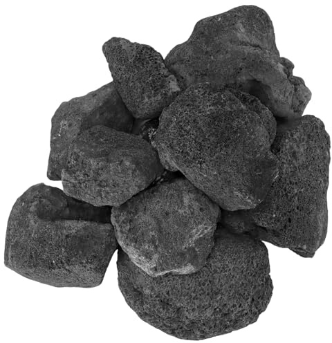 8 kg schwarze Lavasteine für Feuerstelle, 8 - 15 cm großer vulkanischer Lavastein, Innenkamin, Landschaftsbau