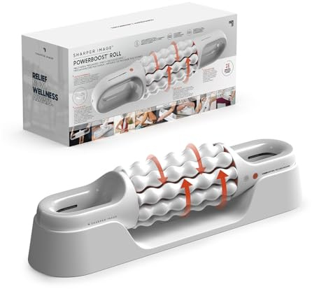 SHARPER IMAGE - Kabellose & wiederaufladbare Multi-Zonen-Massagerolle | Freihändiges Massagegerät - 6 Geschwindigkeiten - Umkehrrotation - Tiefe Linderung - 55 strukturierte Massageköpfe