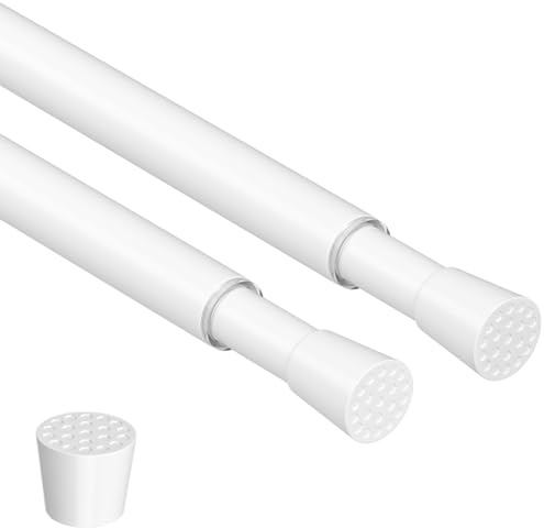 ZipGlo lot de 2 tringles à rideau sans perçage 59-100 cm, blanc | Barre télescopique en acier à haute teneur en carbone, charge max 3 kg, pour fenêtre, salle de bain et garde-robe