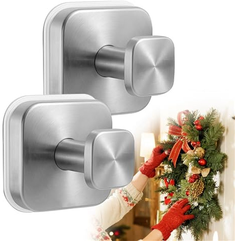 Türhaken Weihnachten,2 Stück Saugnapf Haken,Wandhaken,Saugnapfhaken,Saugnäpfe Tür-Haken Für Adventskranz,Türkranz,Weihnachtskranz,Geeignet Für Aufhängen Aller Arten von Weihnachtsdeko(Silber)