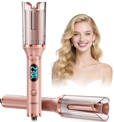 Rizador Automático Pelo Ondas Automatico: Rizador de pelo Automatico de 25 mm con 14 Temperaturas y 5 Temporizadores - Hair Curler Portátil con Pantalla LED, Antiquemaduras y Calentamiento Rápido