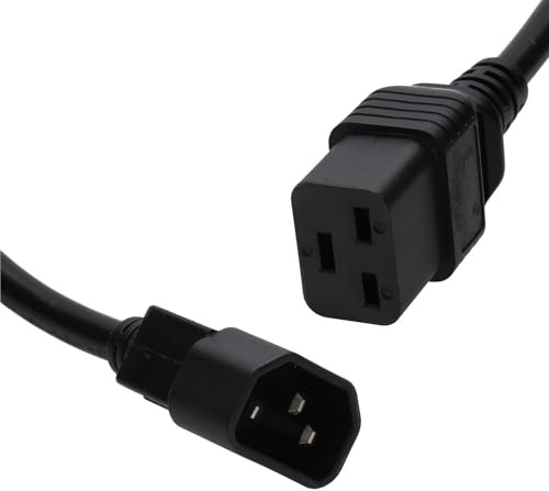 kenable IEC C14 to C19 Power Cable 10A Kettle Plug to 16A 3 Pin UPS Server Lead 2m Black