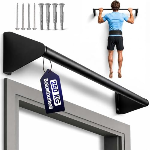 Homemetall Klimmzugstange, Pull Up Bar über Türrahmen & Balken - robustes Material pulverbeschichtet - Belastbar bis 250 kg - inkl. Montagematerial