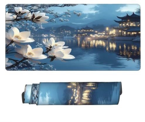 Tapis de Souris Magnolia 1000x500 mm XXL Tapis Souris Gaming Grand, Mouse Pad Paysage sous Main Bureau Imperméable et Antidérapant pour PC, Ordinateur Portable, Gamer, Maison, Bureau -MP1580