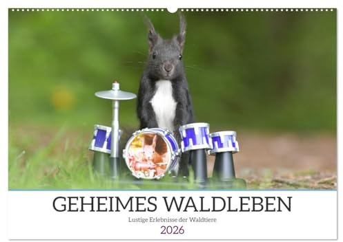 Geheimes Waldleben (Wandkalender 2026 DIN A2 quer), CALVENDO Monatskalender: Eichhörnchen und Mäuse in Szene gesetzt (CALVENDO Tiere)
