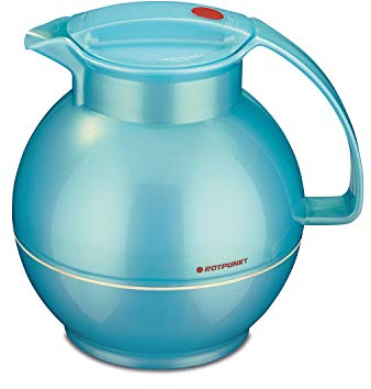 ROTPUNKT Isolierkanne 360 Sissy 1,0 Liter I Kugelkanne I langlebig I große Öffnung - leichte Reinigung I hochwertig langanhaltender Geschmack I Glaseinsatz I Kaffeekanne I Teekanne I Sh. aquamarin