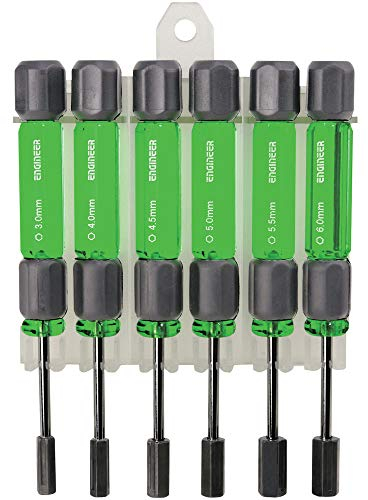 6pc metric nut driver set in small sizes (mini hex nut spinners). engineer dk-14 , Green
