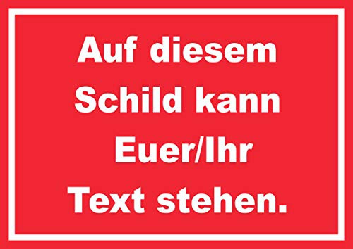 Schild mit Wunschtext waagerecht Text weiss Hintergrund rot A6 (105x148mm)