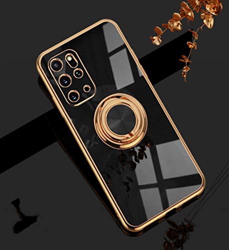 EYZUTAK Hülle für Samsung S20 Plus Case, Glänzend Weiche Silikon TPU Slim Case mit 360 Grad Ring Ständer Bumper Stoßfest Schutzhülle Fingerhalter Magnetische Autohalterung Cover - Schwarz