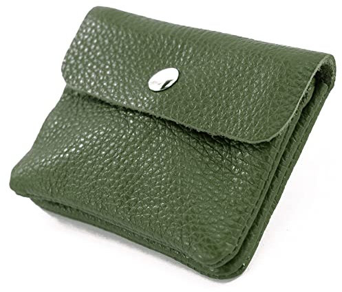 modamoda de P09 Damen Münzgeldbörse Geldbörse Portemonnaie Klein Leder Made in Italy P09, Farbe:Schwarzgrün