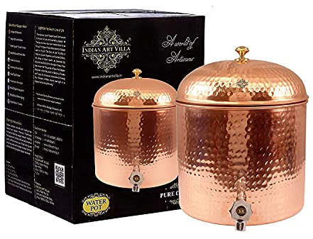 Riesiger Korb AM84 – Kupfer-Wasserspender, Behälter, Behälter, Behälter, Behälter, Aufbewahrung, Wasser, Küchengeschirr, Ayurveda-Heilung, 7 l