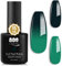 YTD Likomey UV Nagellack Farbwechsel Thermo Farbgel,15ml Dunkelgrün Hellgrün Gel Chamäleon Shellac Nagelgel UV/LED Color Change Hybrydowy Gel Nail Polish Gellack,WB09