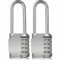 BeskooHome Long Shackle Padlock, 4 Digit Combination Lock, Resettable Weatherproof Lock for School, Gym Locker, Outdoor, Fence, Gate, Hasp Storage (Silver 2 Pack)