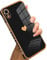 Knoowcase for iPhone XR Case Shockproof Cute Heart Pattern Slim Phone Case for Girls Women with Luxury Plated Gold Edge Soft Silicone Bumper [Camera Lens Protection] Protective Skin Cover, Black