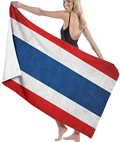 Strandtuch Flagge Thailands Schnell Trocknend Sandfreie Schwimmbadtuch Weiches Strandhandtuch Für Picknicks Pool Kinder 80X130Cm