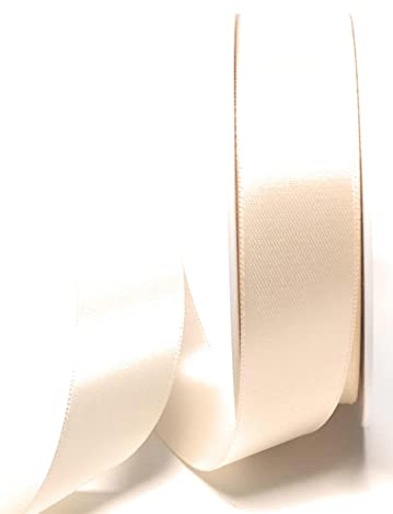s.dekoda Satinband 25m x 25mm Creme - Elfenbein Schleifenband Dekoband Satin