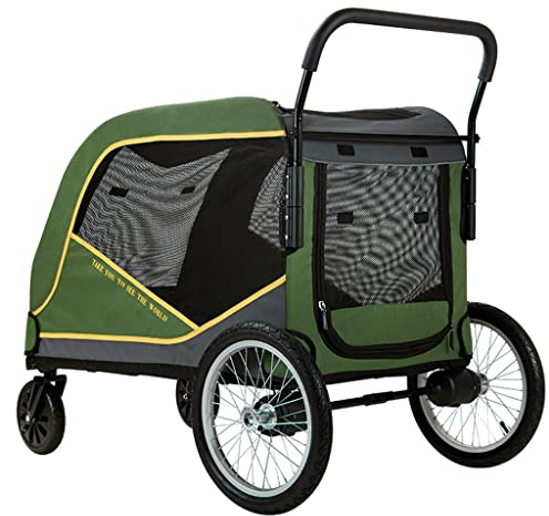KITCISSL Hundebuggy für Große Hunde, Große Hundewagen Buggy Reiseträger Hundebuggy Senioren Hundewagen, Große Hundewagen Hundebuggy Kinderwagen für Mehrere Hunde und Katzen (Color : Groen)