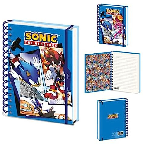 Pyramid International Pyramid Europe Sonic the Hedgehog 3D Notizbuch (Comic Strip Jump Out Design) A5 Schreibblock, Sonic Tagebuch - Offizielles Lizenzprodukt, cranberry